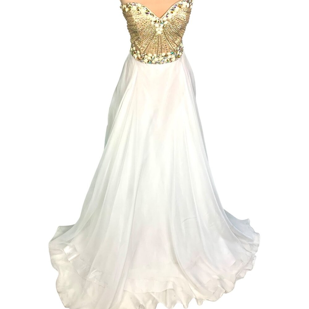 Sherri Hill Embellished Sweetheart Neckline Strapless Gown Size 4 Pageant Prom - Picture 2 of 14